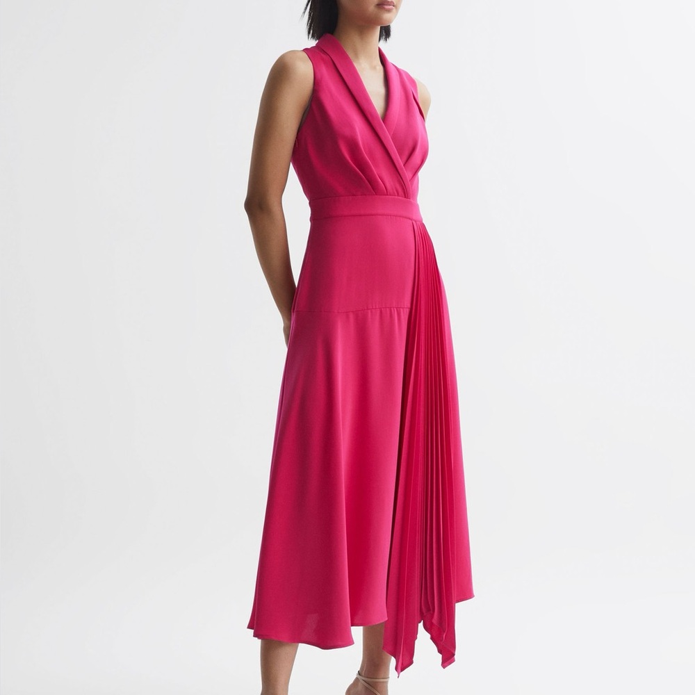 Reiss Fuchsia Pink Sleeveless Midi Dress